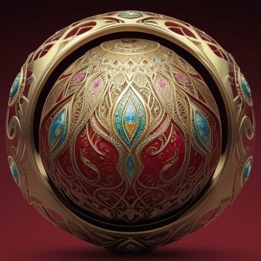 Elegant Ornate Egg with Intricate Gold and Bronze Patterns