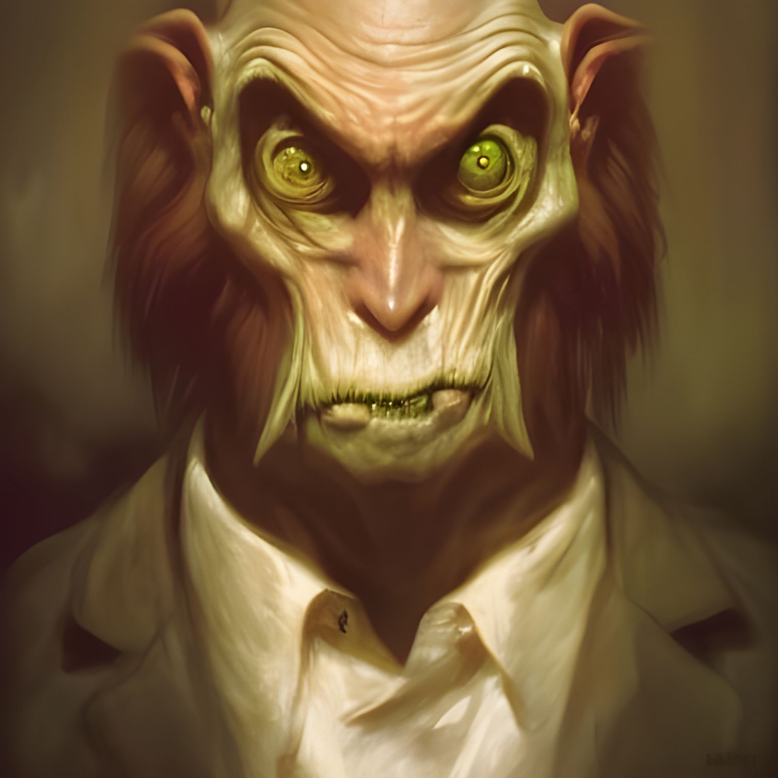 Sinister Scientist with Animalistic Features, Digital Portra...