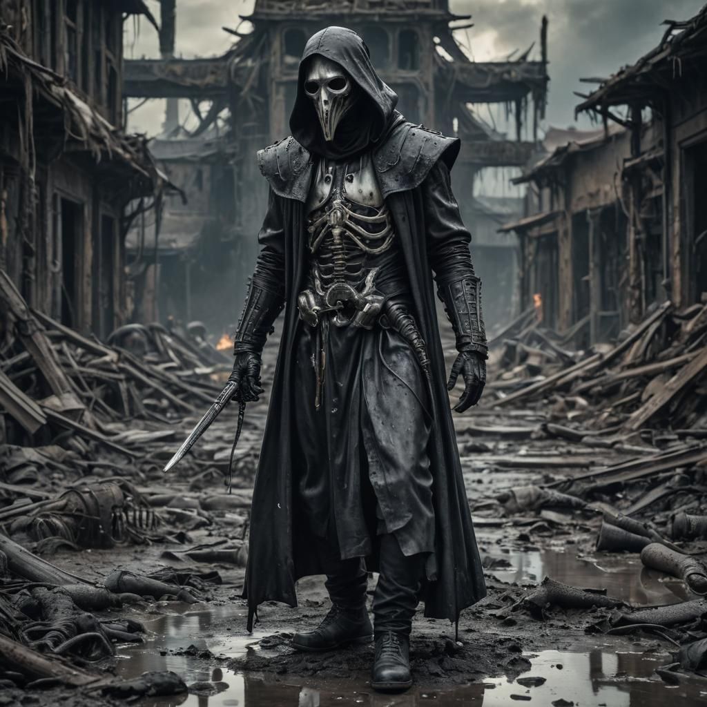 Biopunk Plague Doctor in H.R. Giger Style