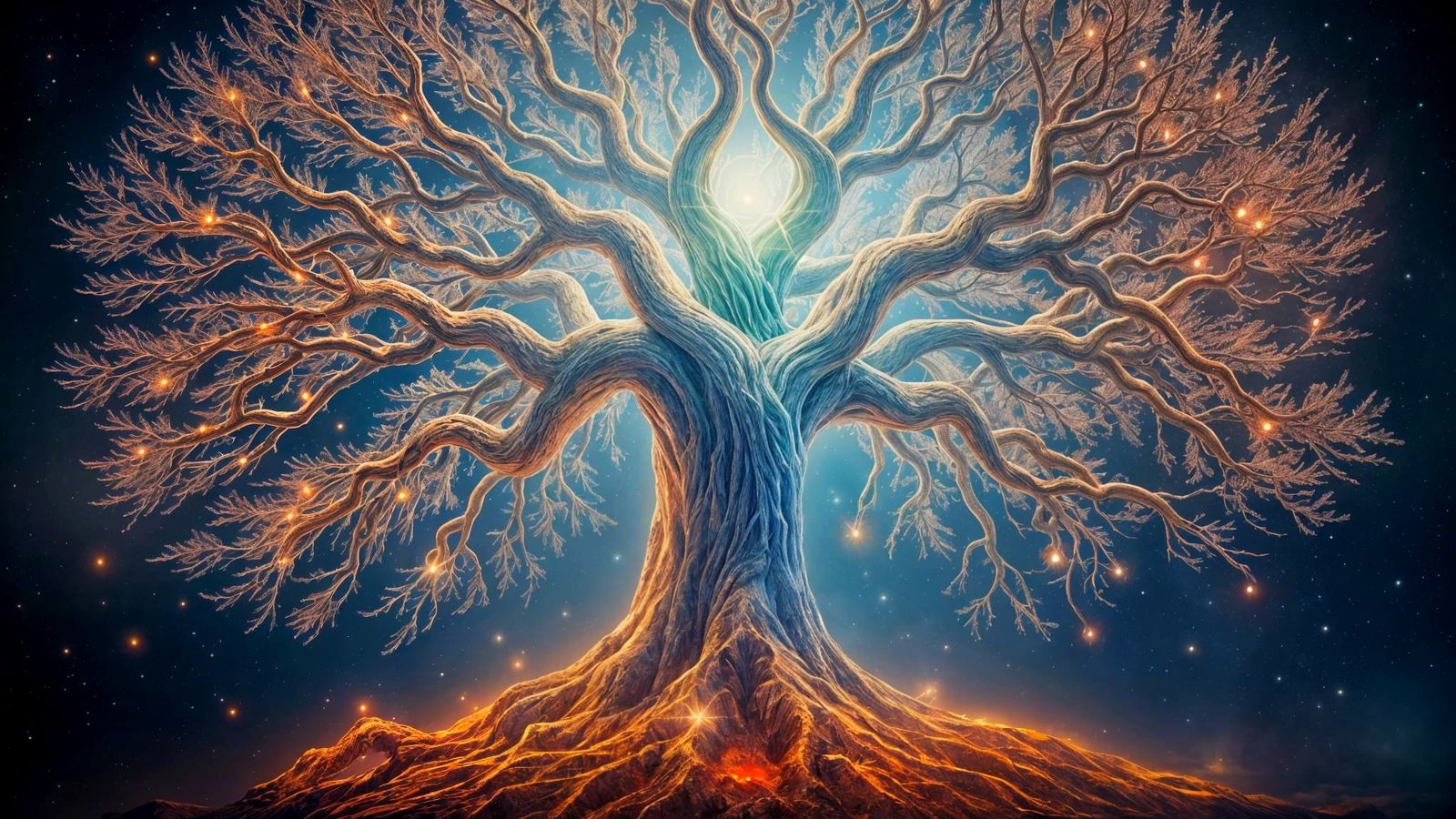Ethereal Ygdrasill Tree Radiates Vibrant Energy
