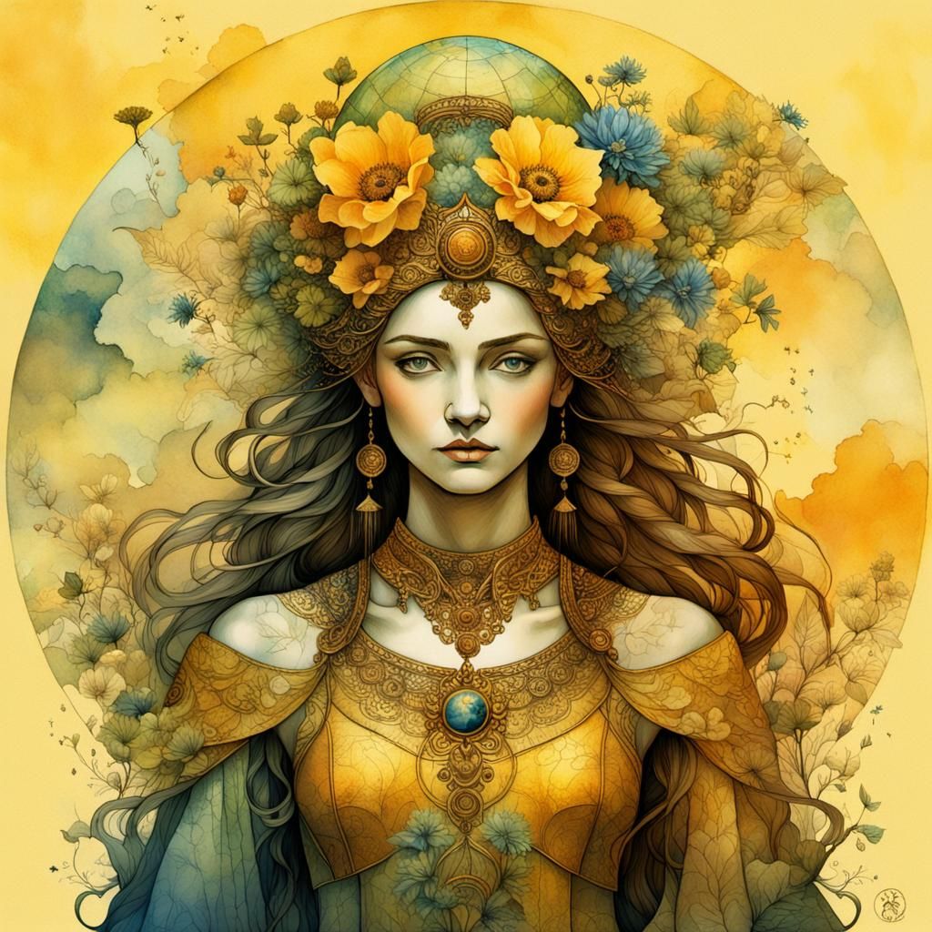 Artemis: Mother Nature Goddess Holding Earth