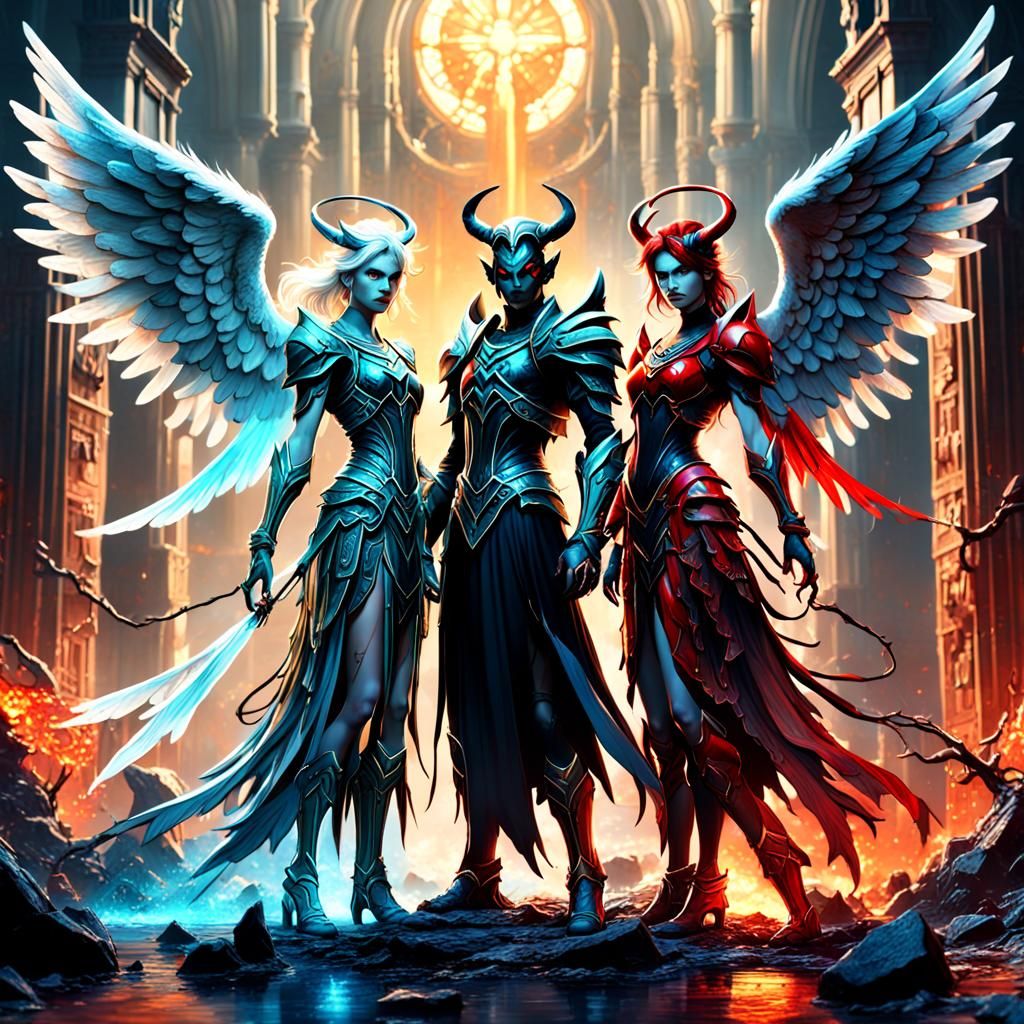 Angel and Devil: Detailed Fantasy Concept Art