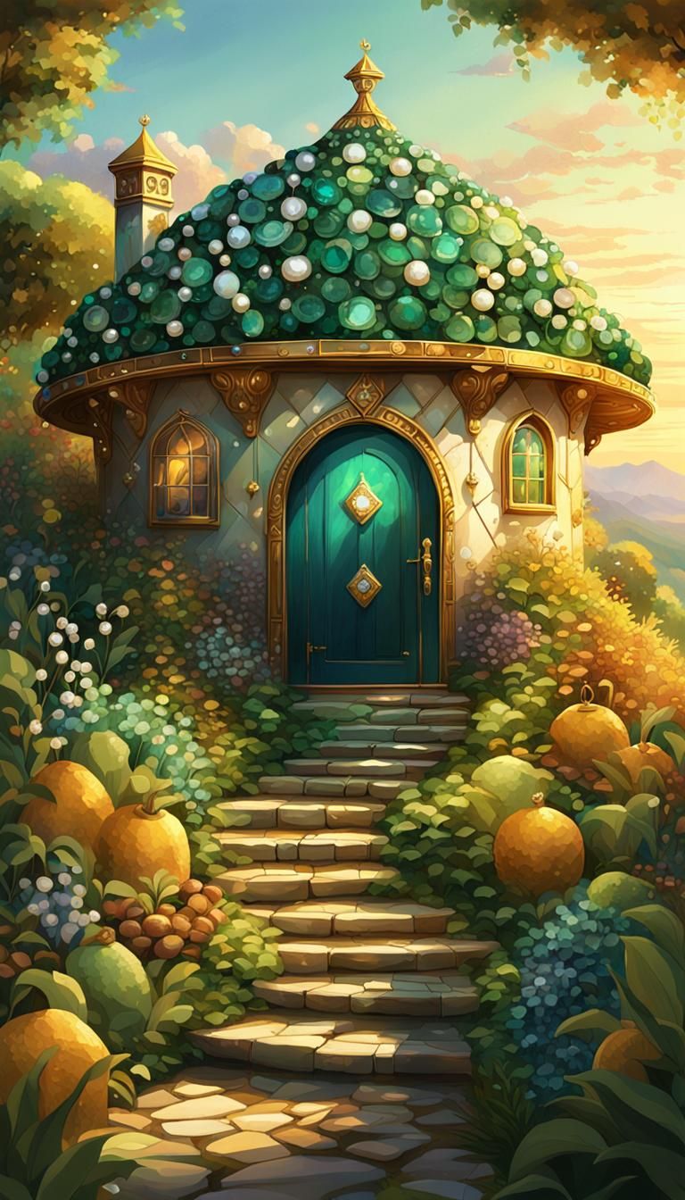 Jeweled House Concept Art in Lush Garden
