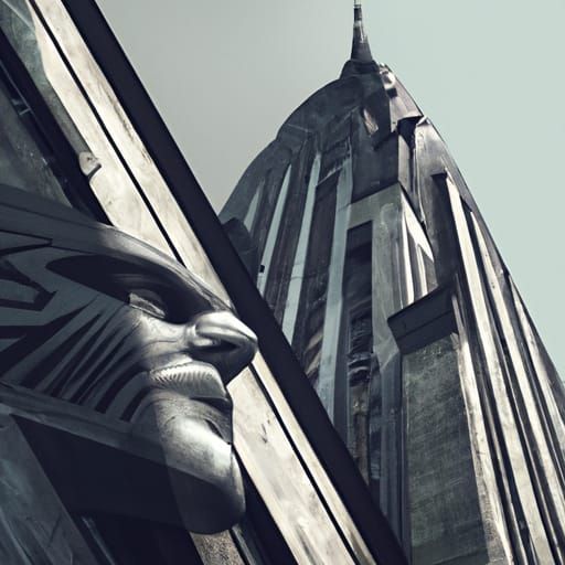Futuristic Metropolis Skyscraper with Art Deco Gargoyle