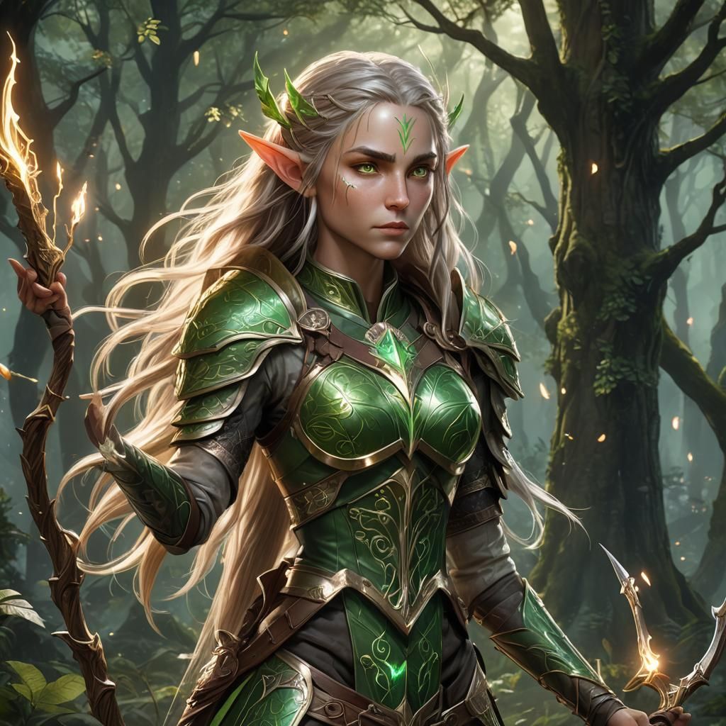 Heroic Elf Archer in Enchanted Forest: 3D Portrait