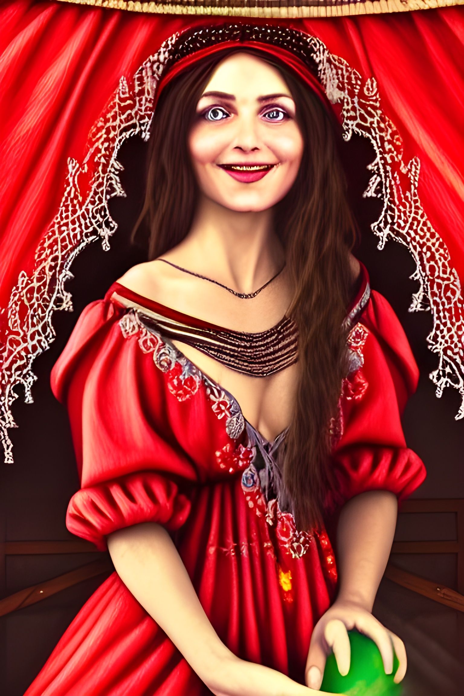 Gypsy Fortuneteller in Vibrant Caravan: Digital Painting