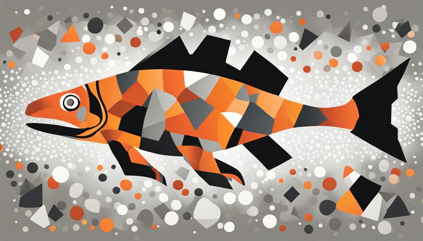 Spotted Tyrannosaurus-Fish in Abstract Ocean