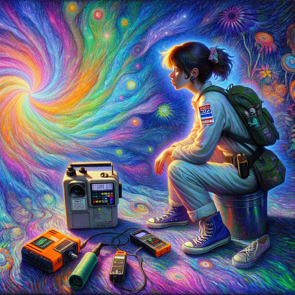 Ghost Hunter in Spectral Kaleidoscope, Post-Impressionist St...