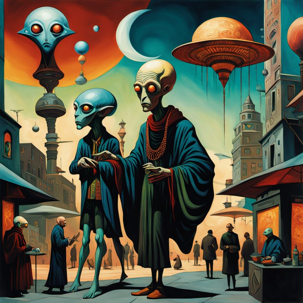 Alien Fabric Shopping in Surrealist Style