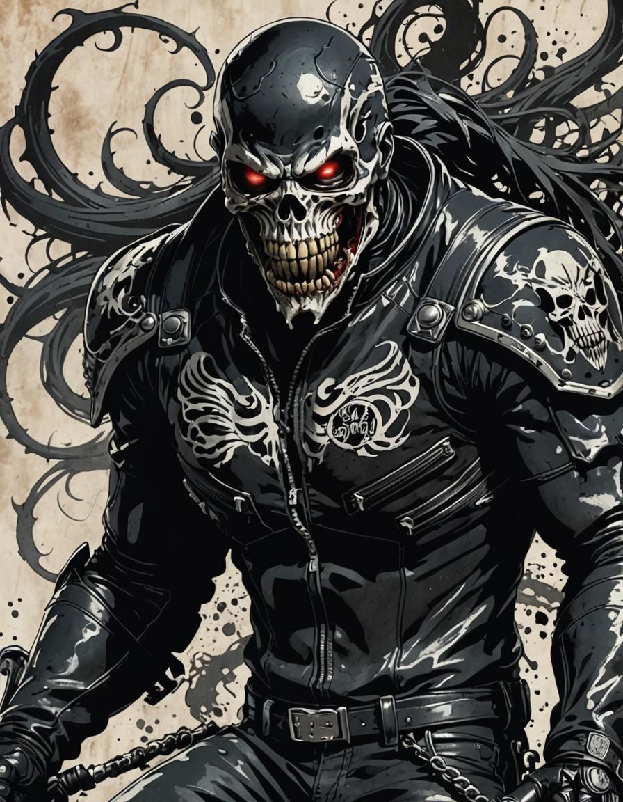 Symbiote Motorcycle Club Member in Anime Style