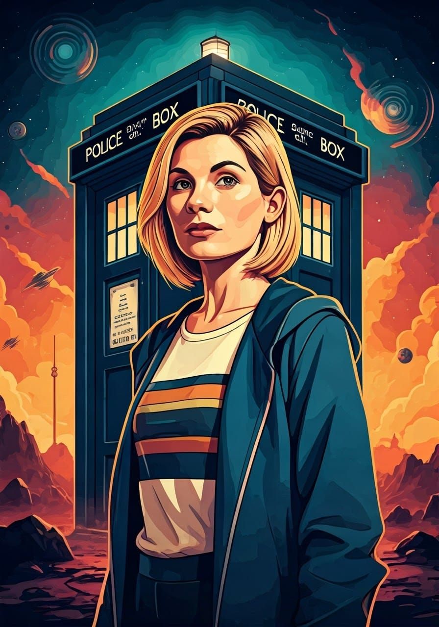 Timeless Doctor in Whimsical Retro-Futurism