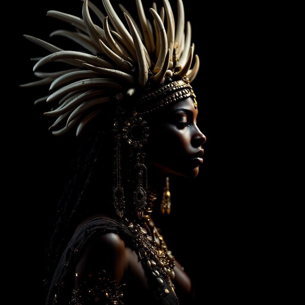 Chiaroscuro Study of Shaman Woman in Baroque Lighting