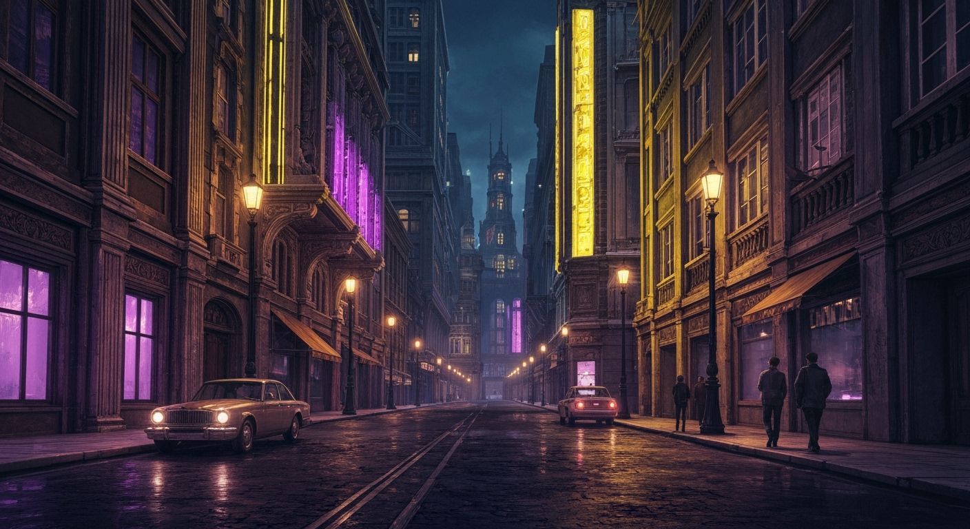 Nighttime Cityscape Inspired by Bladerunner and Metropolis