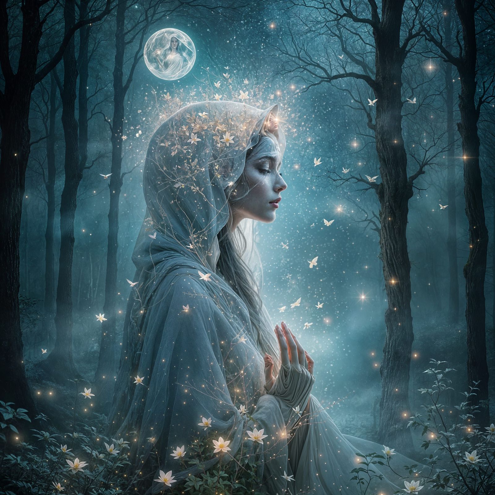 Mystical Woman in Enchanted Forest