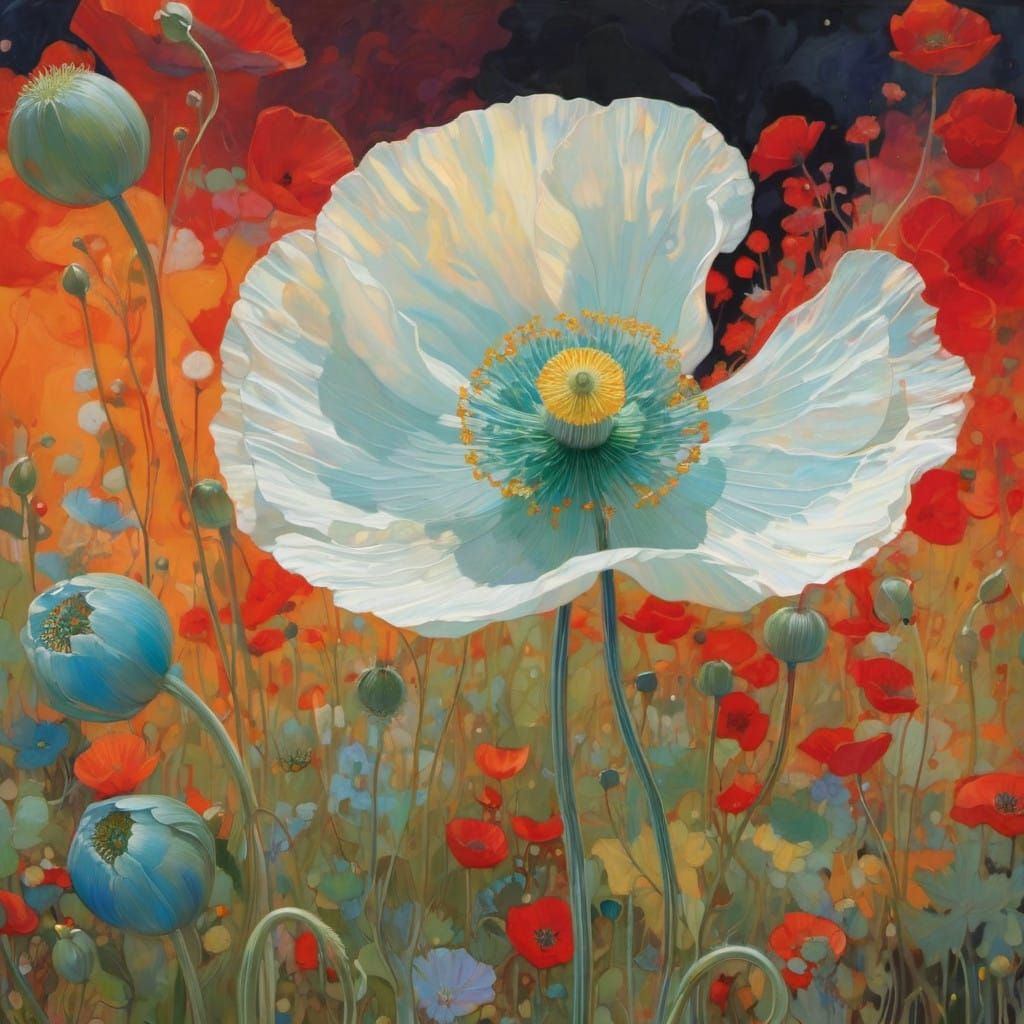 Vibrant Wild Icelandic Poppy Bloom in Abstract