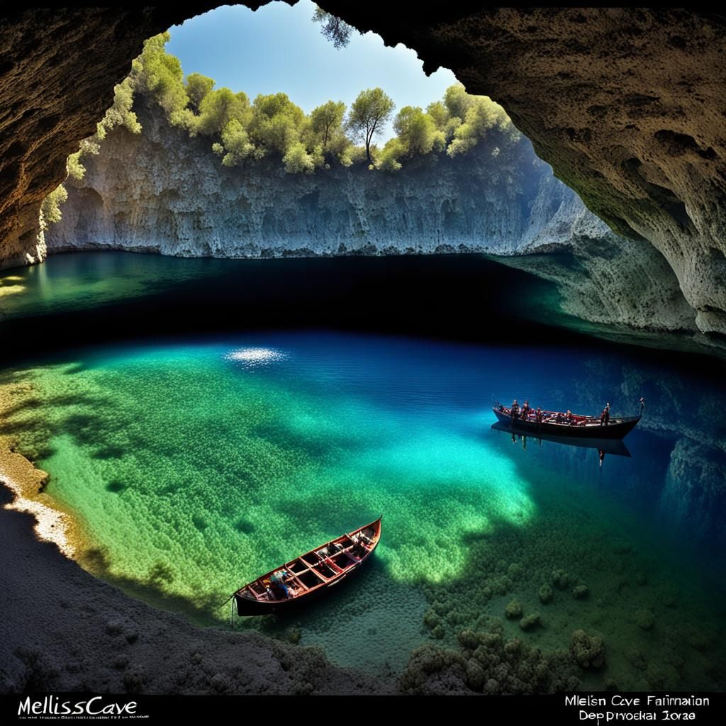 Enchanting Melissani Cave in Greece: Fantasy Concept Art