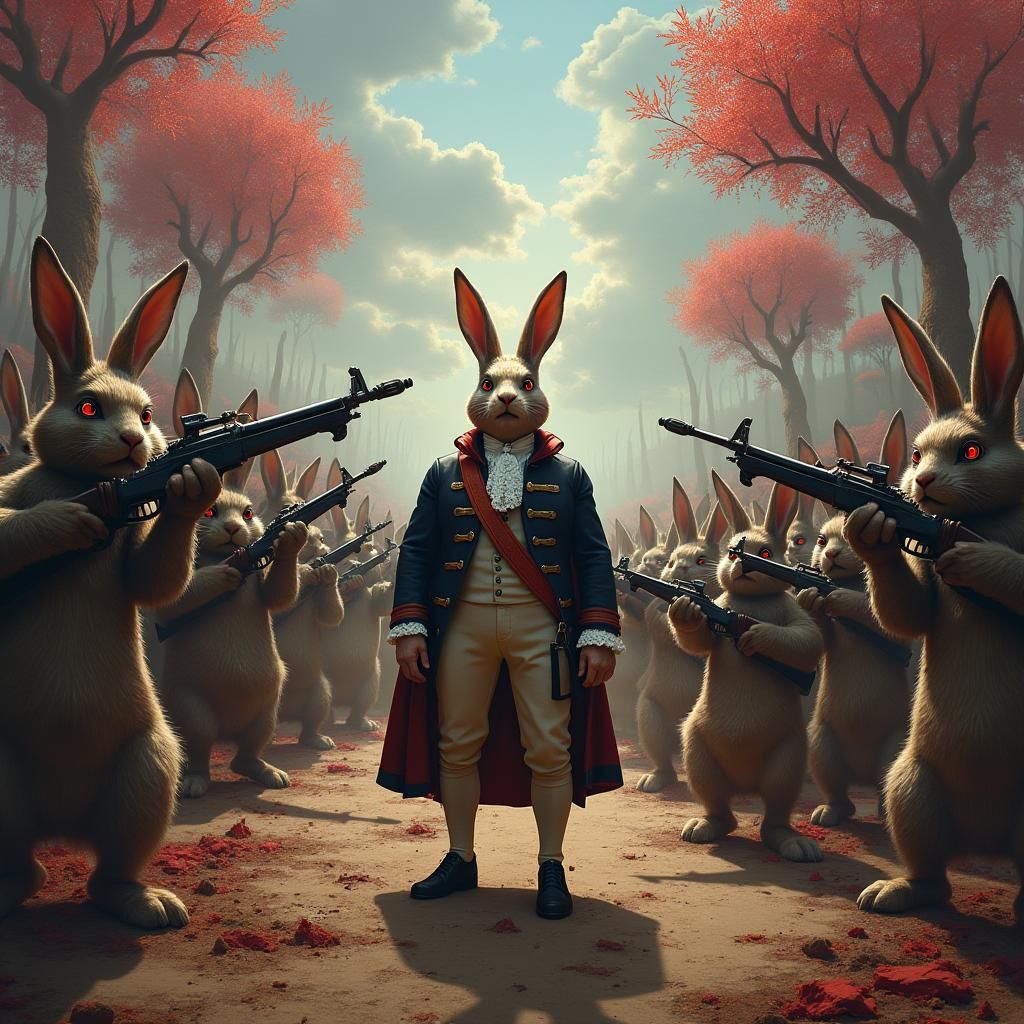 Napoleon's Rabbit Nightmare: A Dark Fantasy Battle