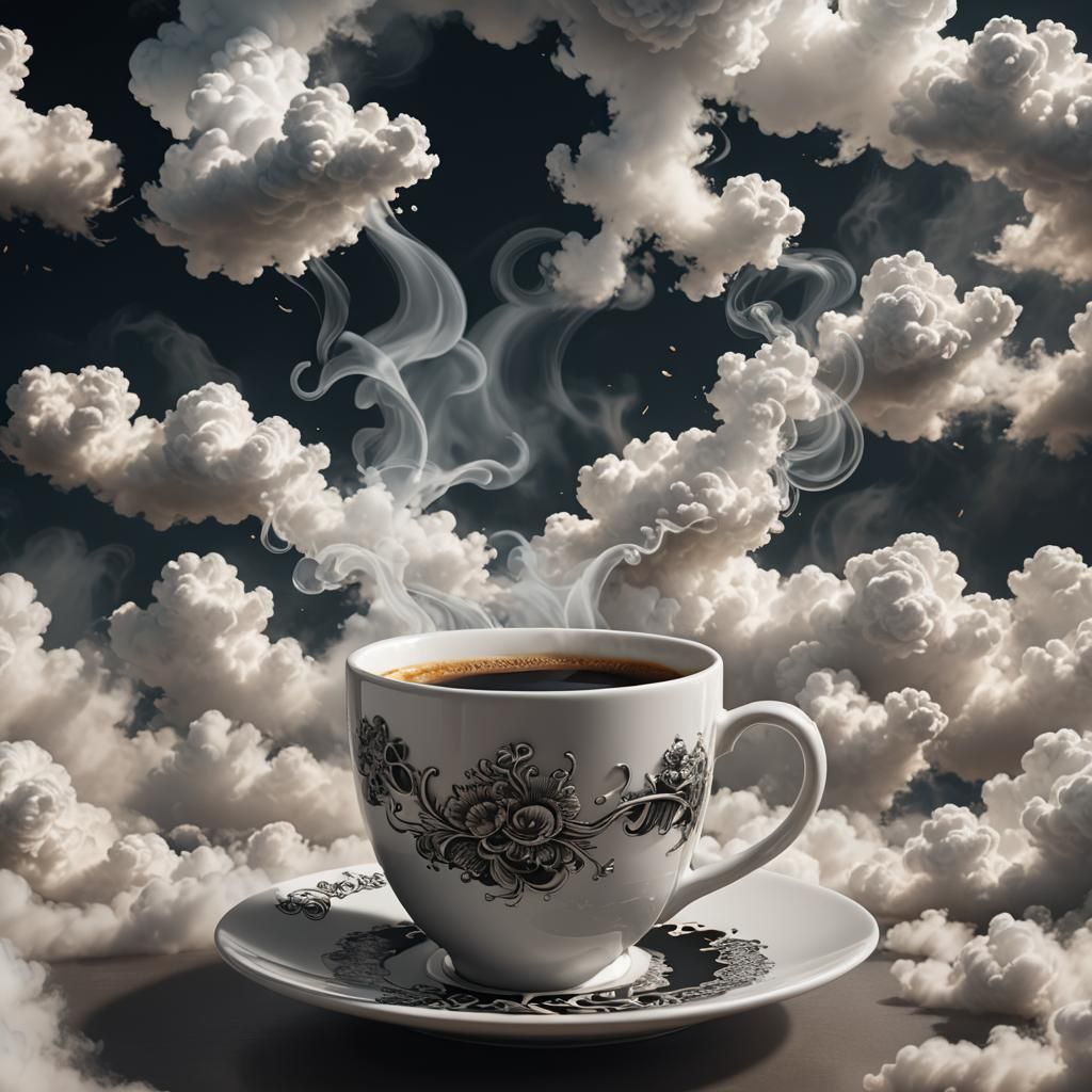 Coffee Cup Steam Art in Photorealistic Style