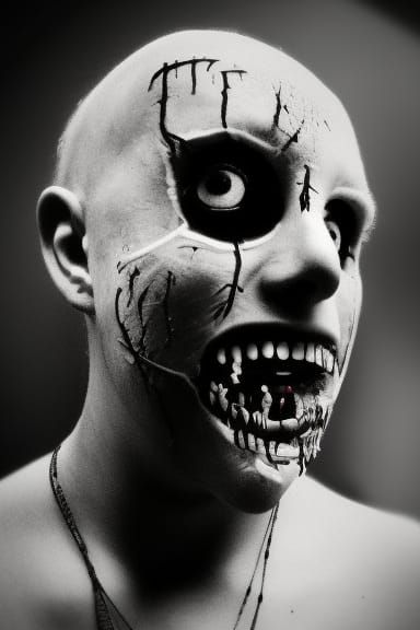 Horrifying Humanoid Face in Liminal Nightmare Space