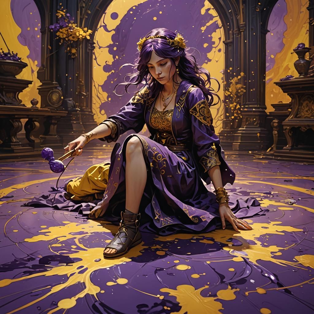 Dark Fantasy Artist Painting with Gouache