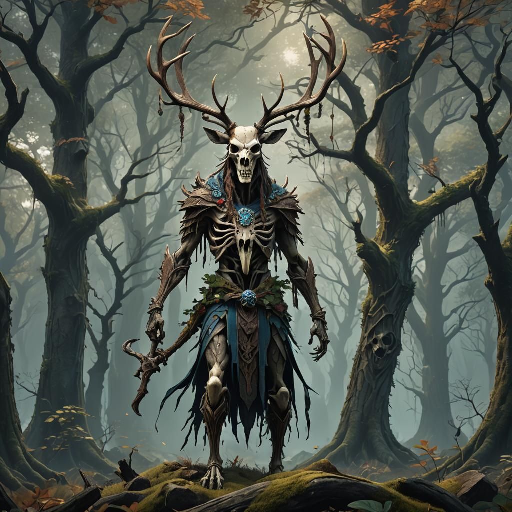 Norse Tree Spirit with Deer Skull Head
