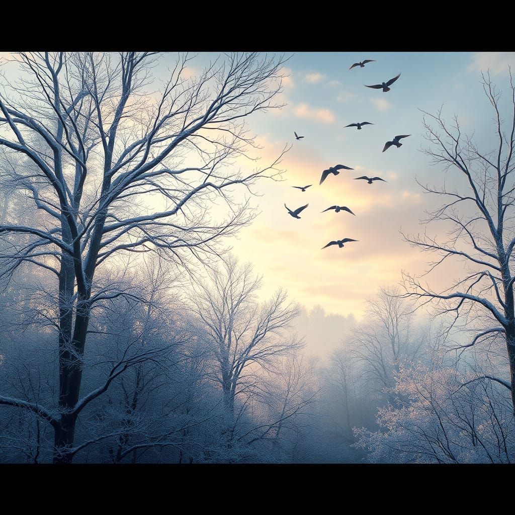 Winter Wonderland Scene in Detailed Matte Painting Style