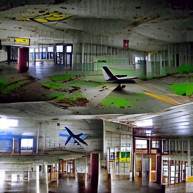 Eerie Interior of an Abandoned Airport
