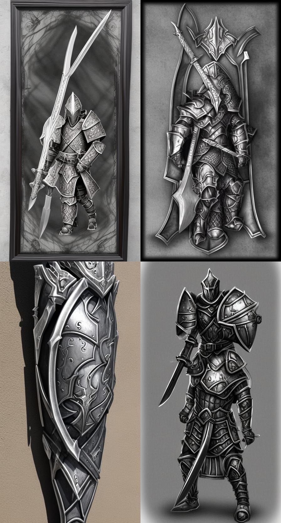 Dragon Knight with Celtic Frame in Grayscale Fantasy