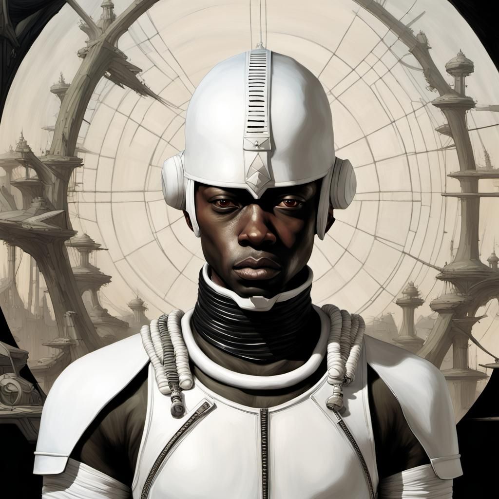 Futuristic Soldier Portrait in Renaissance Style