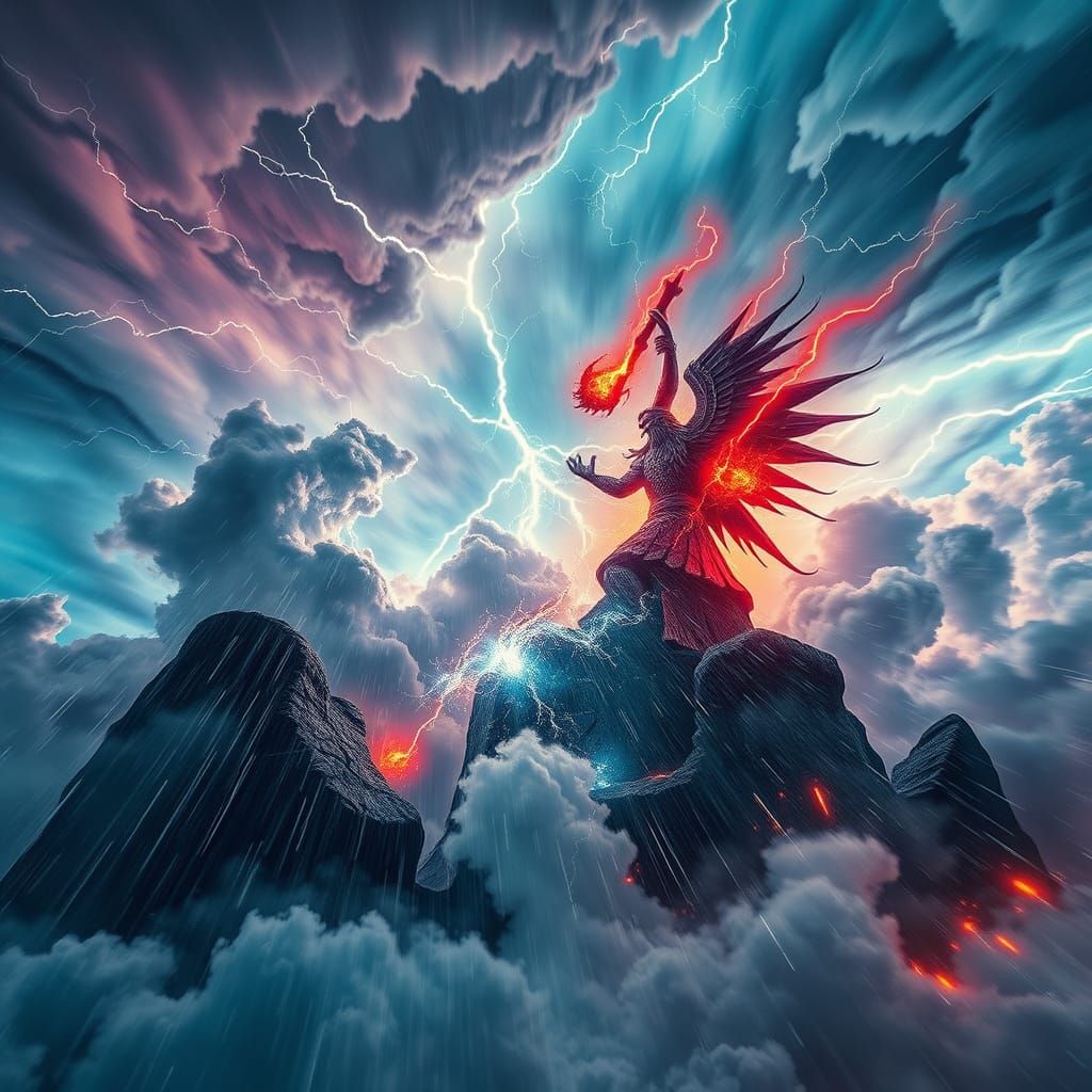 Thunderous Baltic Mythology Scene: Perkunas Unleashes the St...