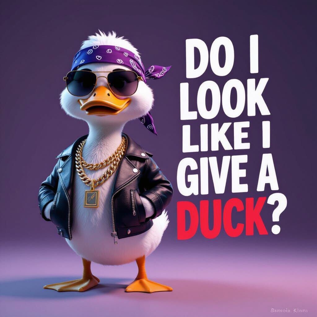 Hipster Duck in Bandana and Sunglasses, 3D Render