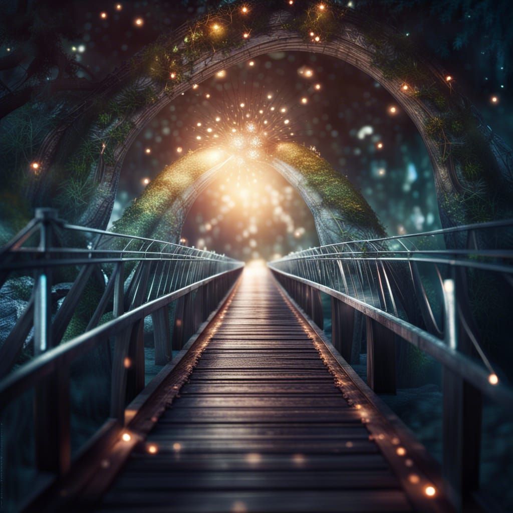 Magical Shining Bridge with Beautiful Elf