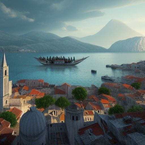 Fantastical Detailed Painting of Split, Croatia