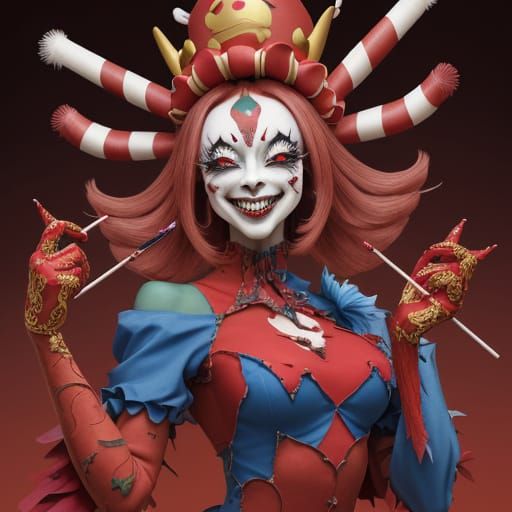 Crimson Jester of Flesh and Sugar with Halo Hat