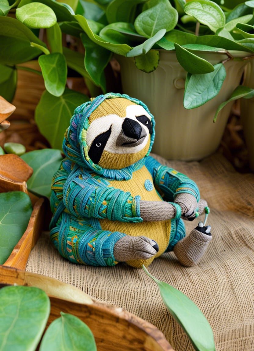 Sloth's Sweet Lullaby in Textile Origami Style