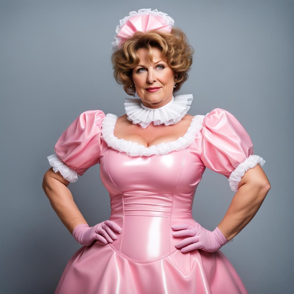 Elegant Curvy Woman in Rubber Maid Outfit