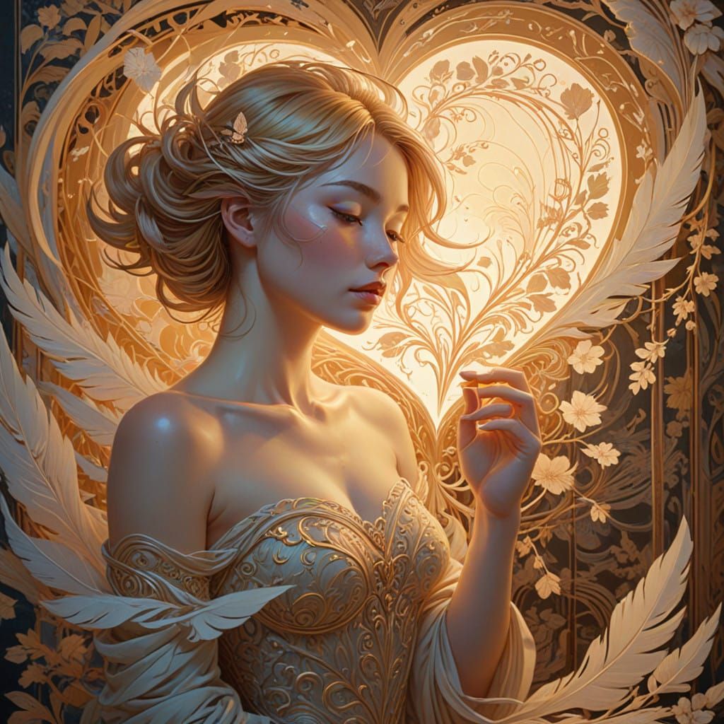 Golden Heart in Dreamlike Whimsy