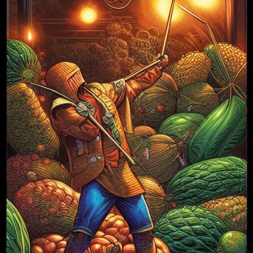 Fruit Assassin in Comic Book Art Style