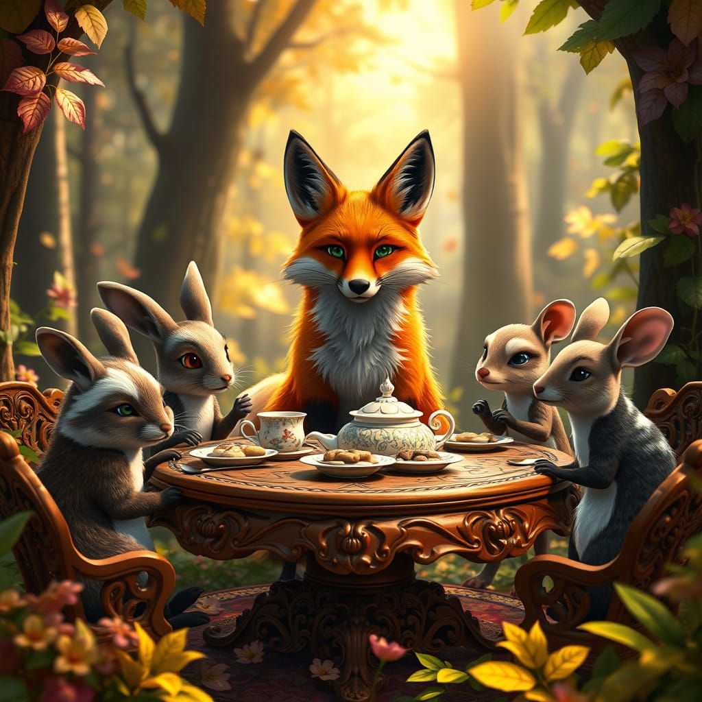 Regal Fox Hosts Whimsical Forest Tea Party with Friends