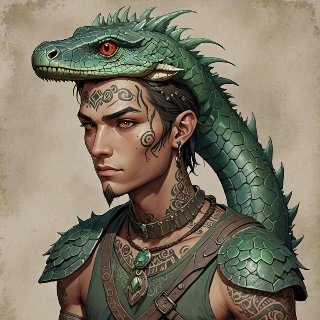 Anime Troglodyte Squire with Tribal Tattoo Art