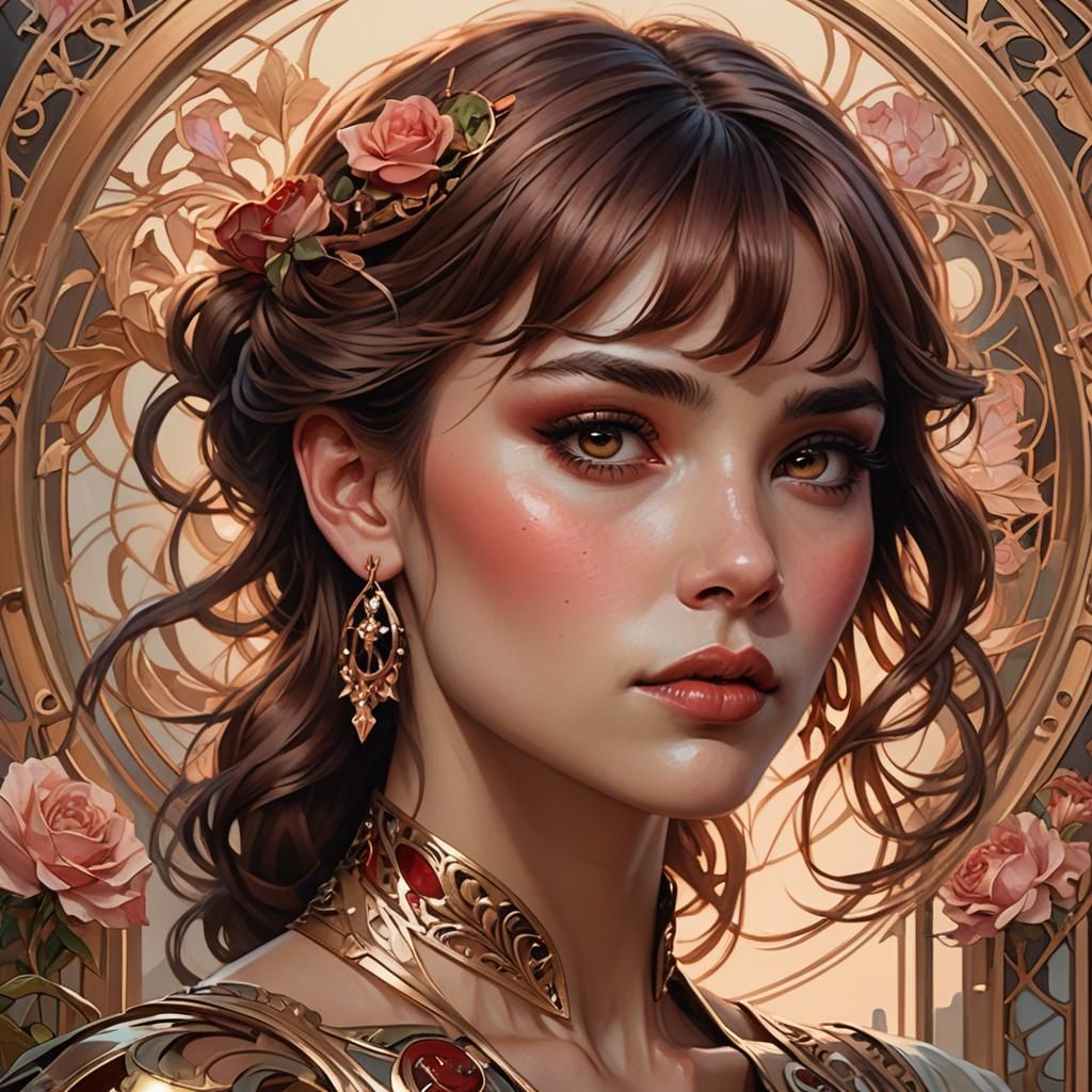 Art Nouveau Portrait with Volumetric Lighting