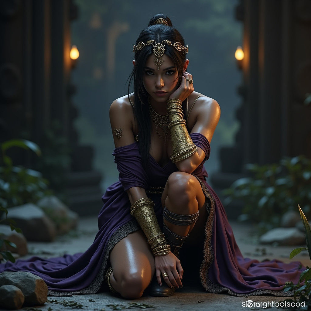 Lara Croft in Dark Fantasy Art Nouveau Style