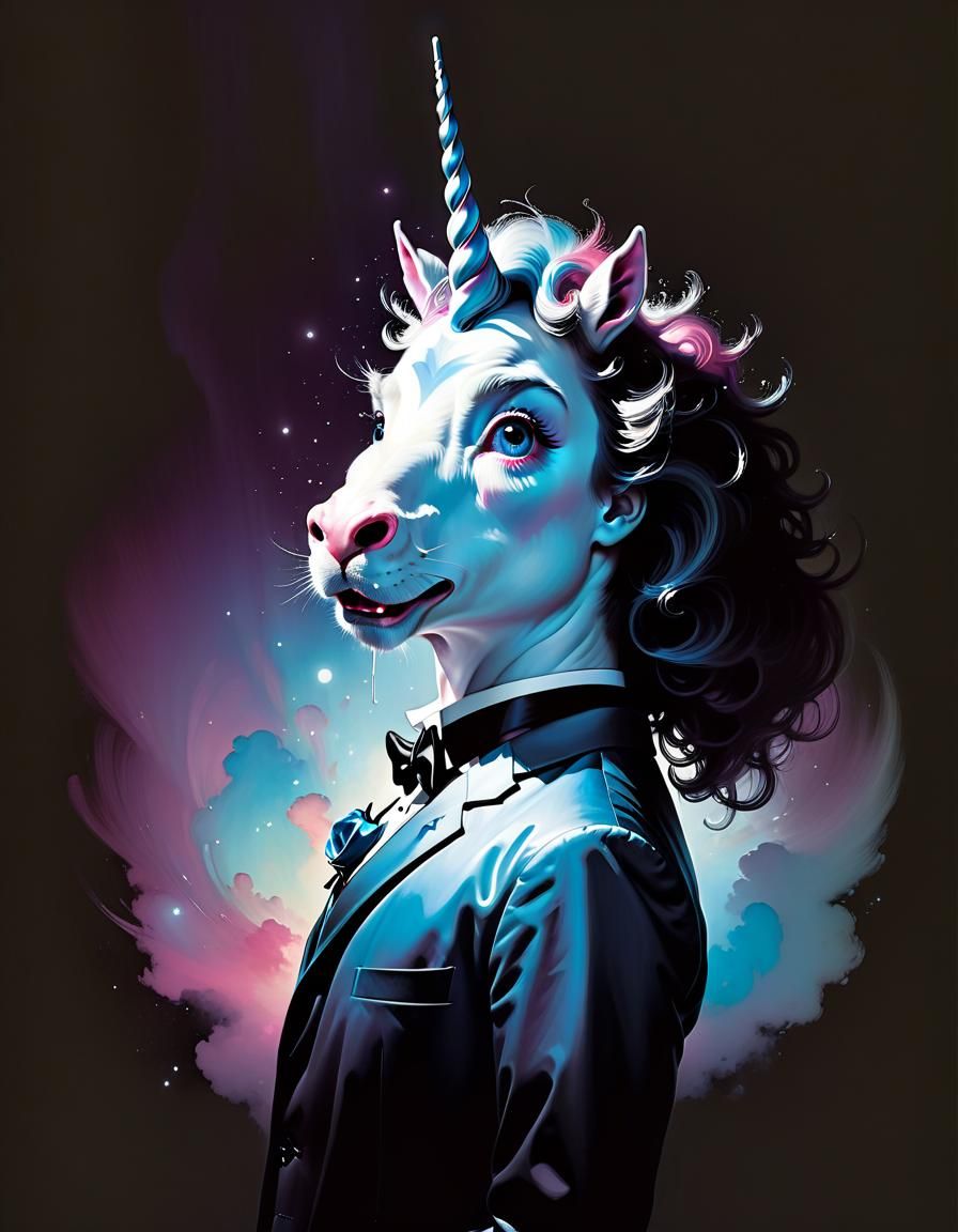 Cosmic Horror Bobblehead Unicorn Illustration