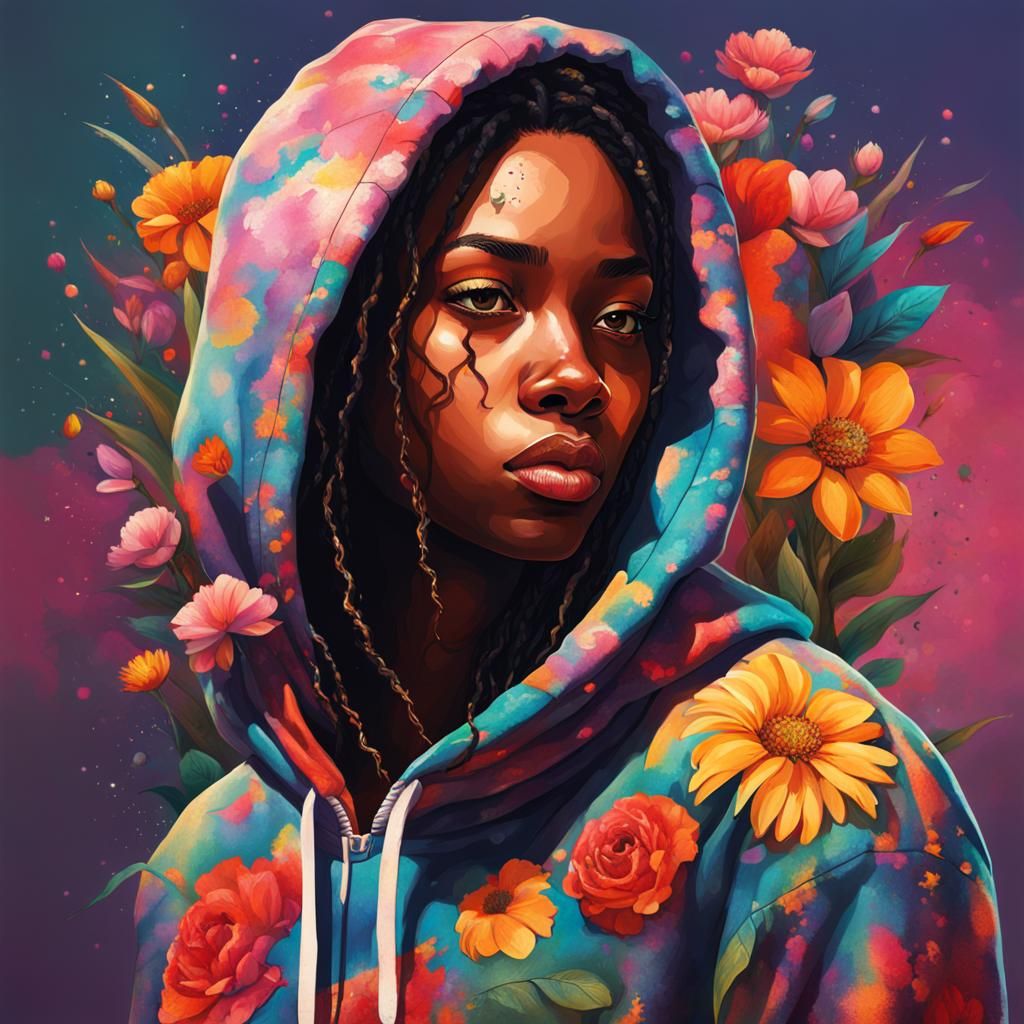 Incredibly beautiful black girl with a large scar on the lef...