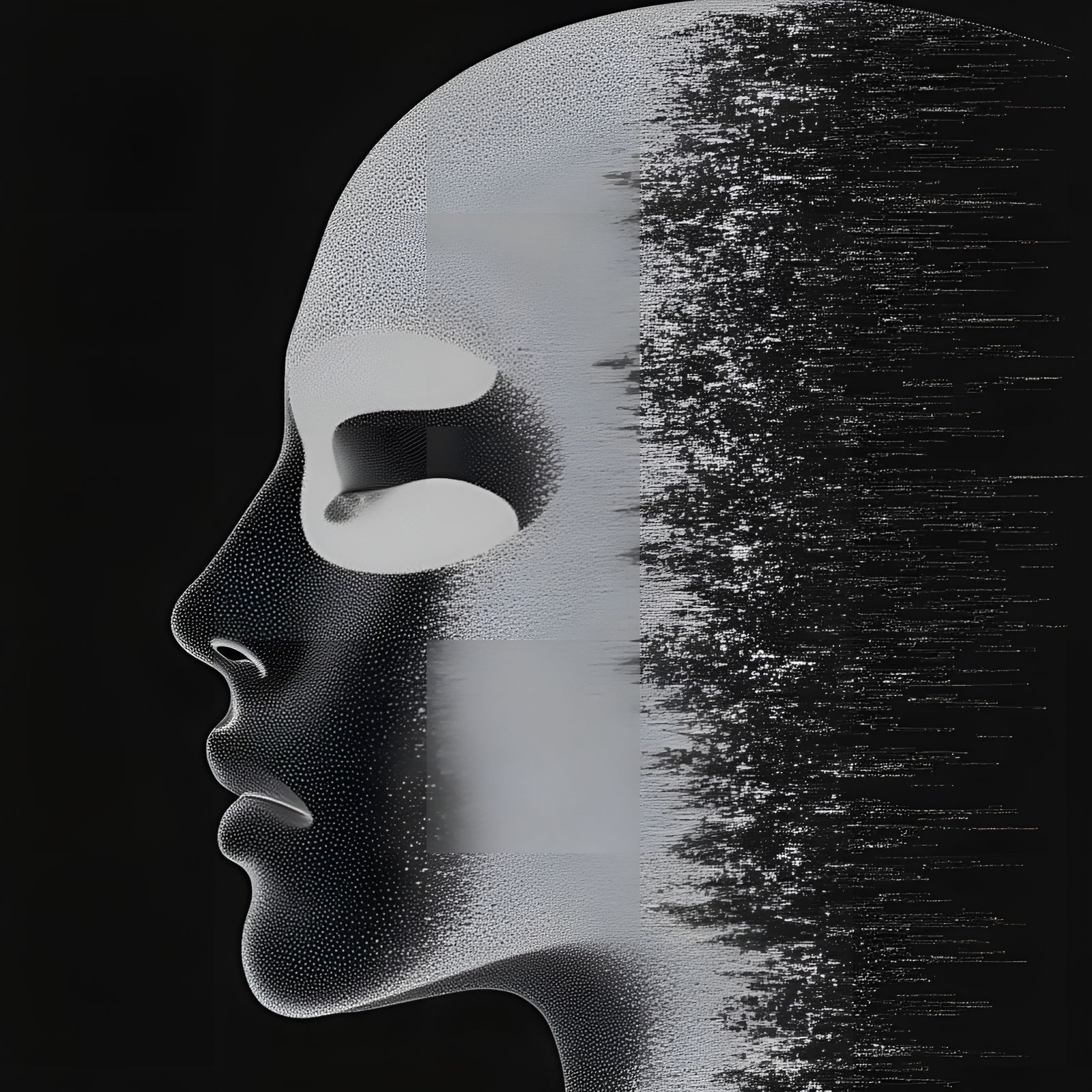 Glitched Test Pattern with Fragmented Faces