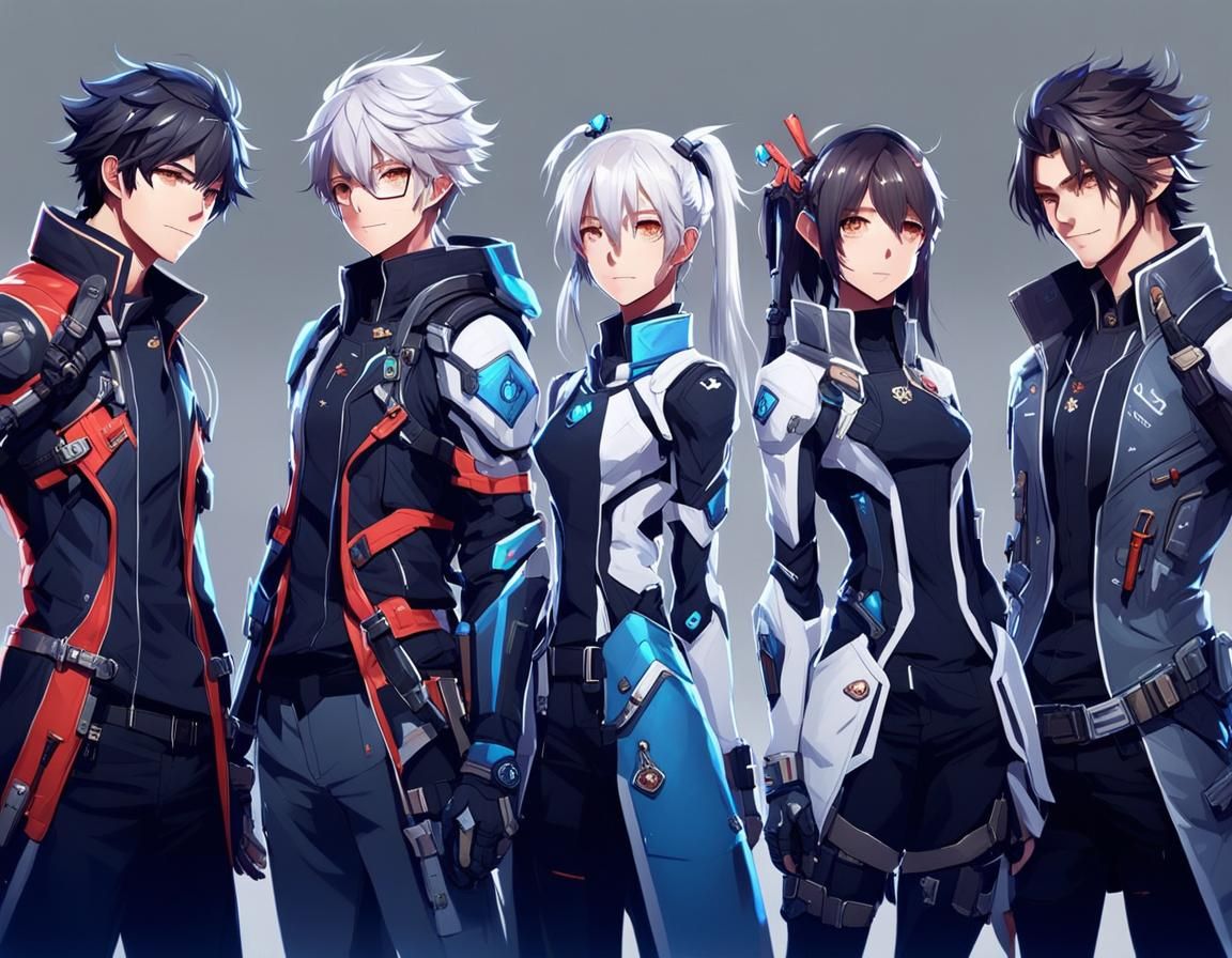 Friends Studying Science in Anime Style