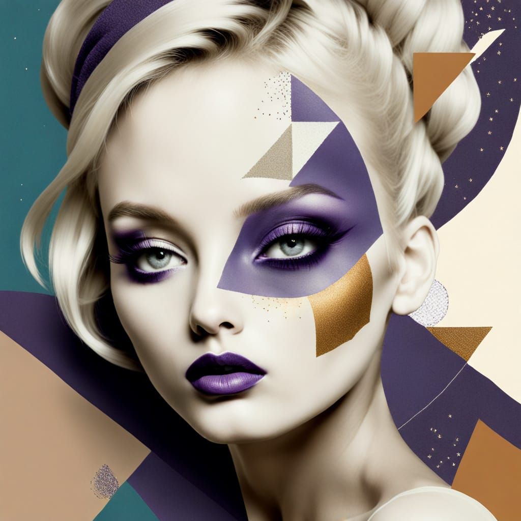 Abstract Scratchy Collage with Stardust Elements