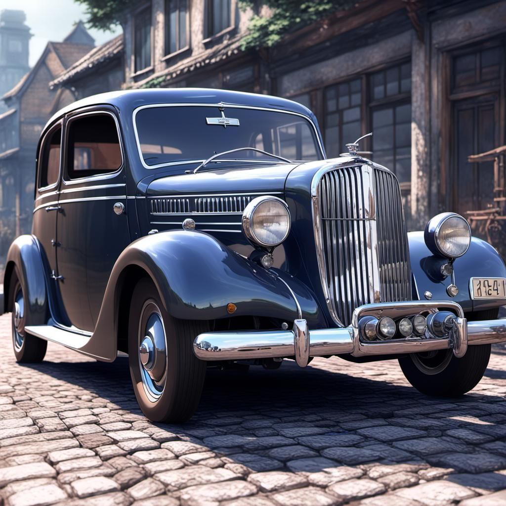 Detailed 3D Anime Art of an Old Car