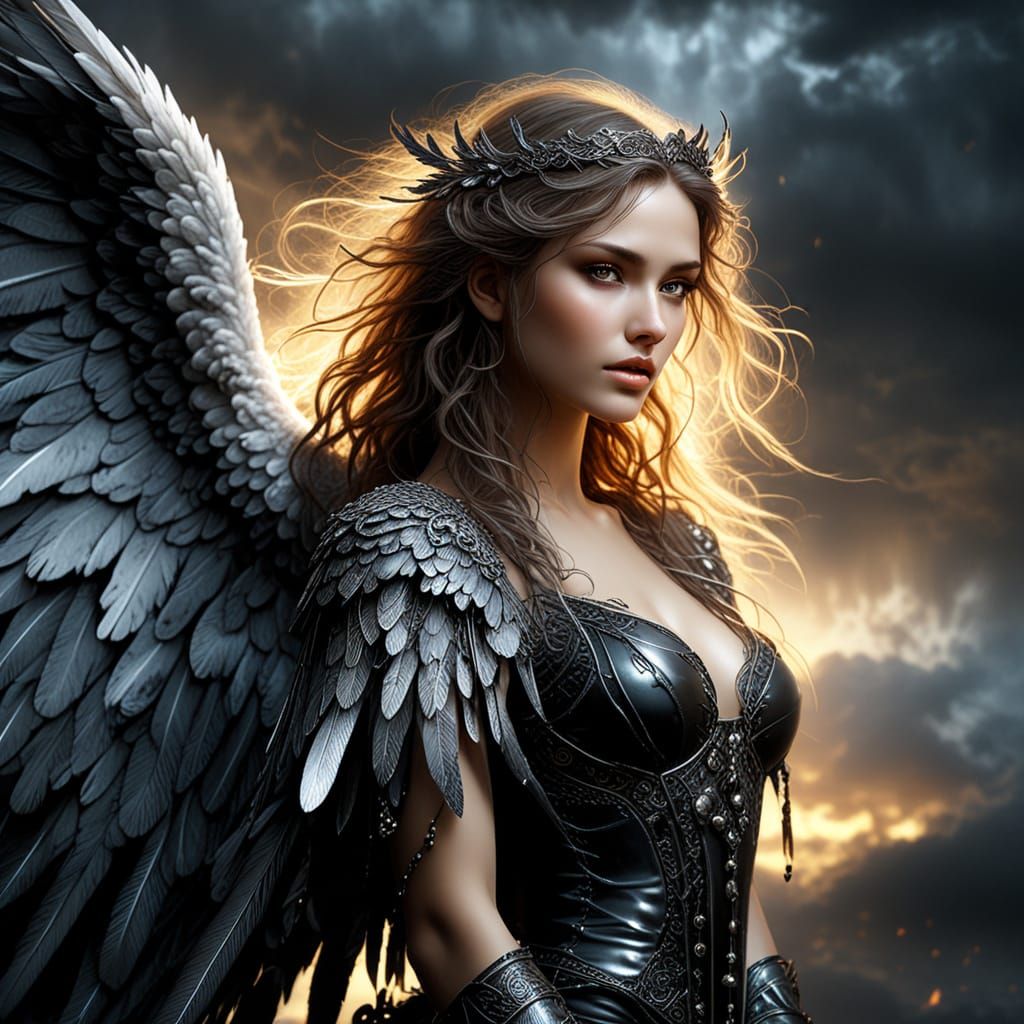 Gothic Angel in Art Nouveau Style