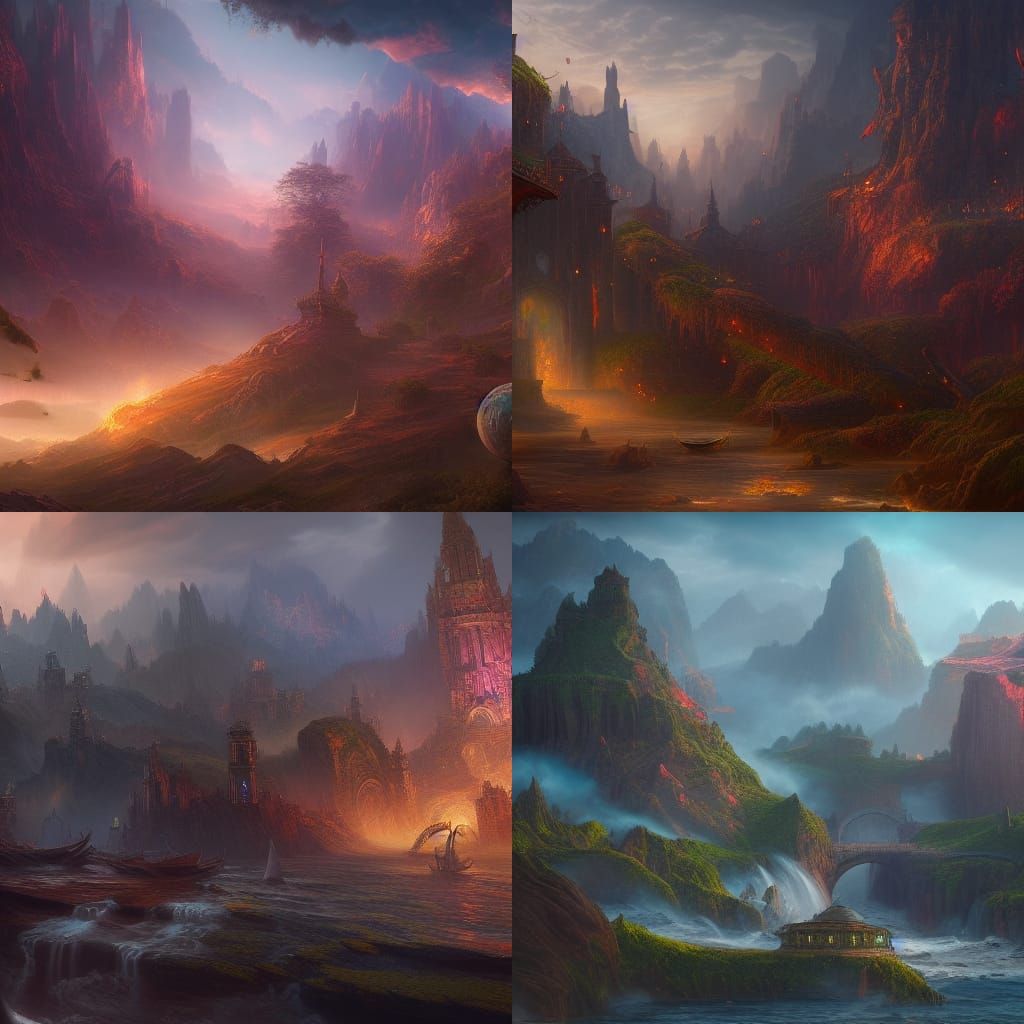 Fantastical Painting on Canvas in Detailed Matte Style